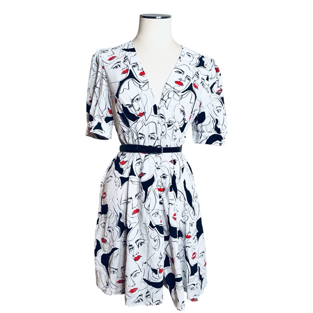 Topshop Women's Black and White Graphic Mini Dress